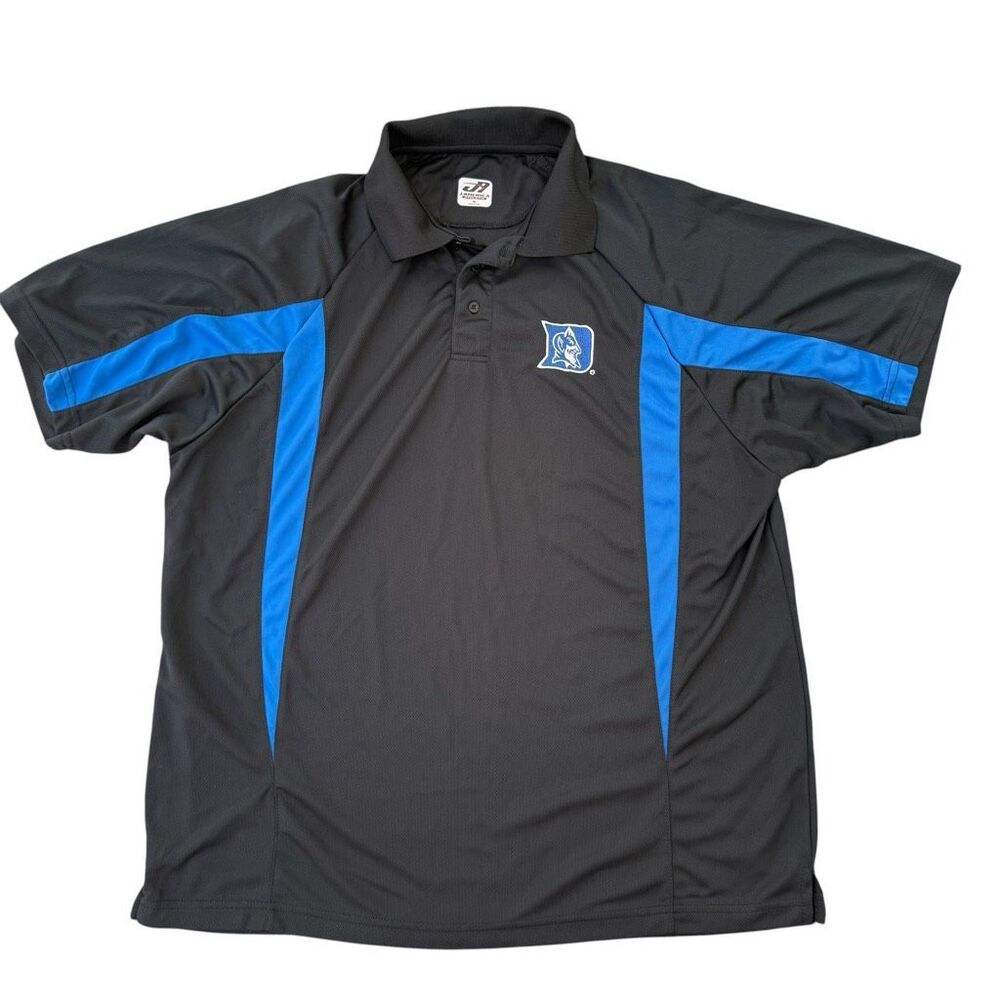 J. America athletic black/blue polo shirt Duke Blue Devils logo size XL